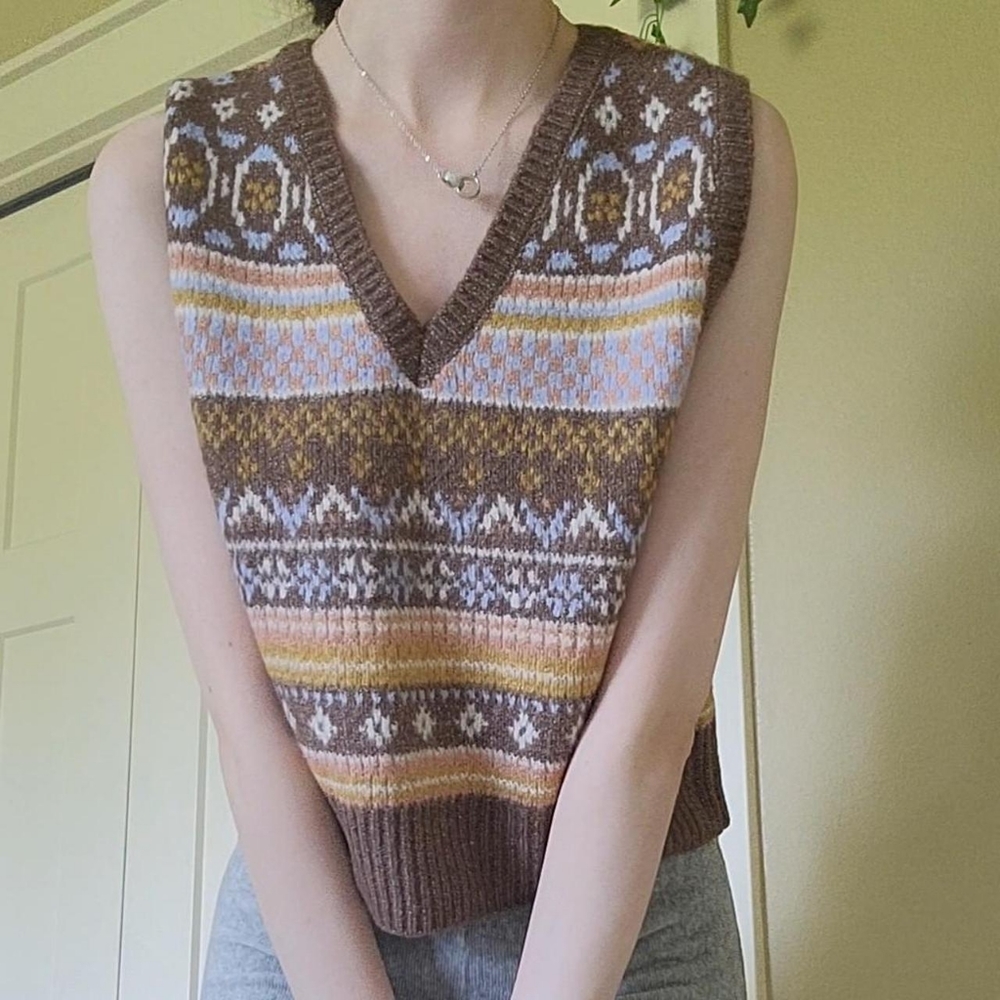 Brown sweater vest